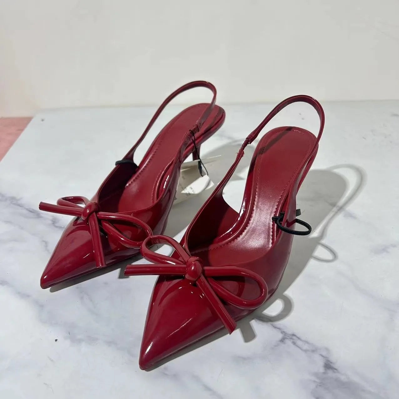 Cherry Red Bow Heels