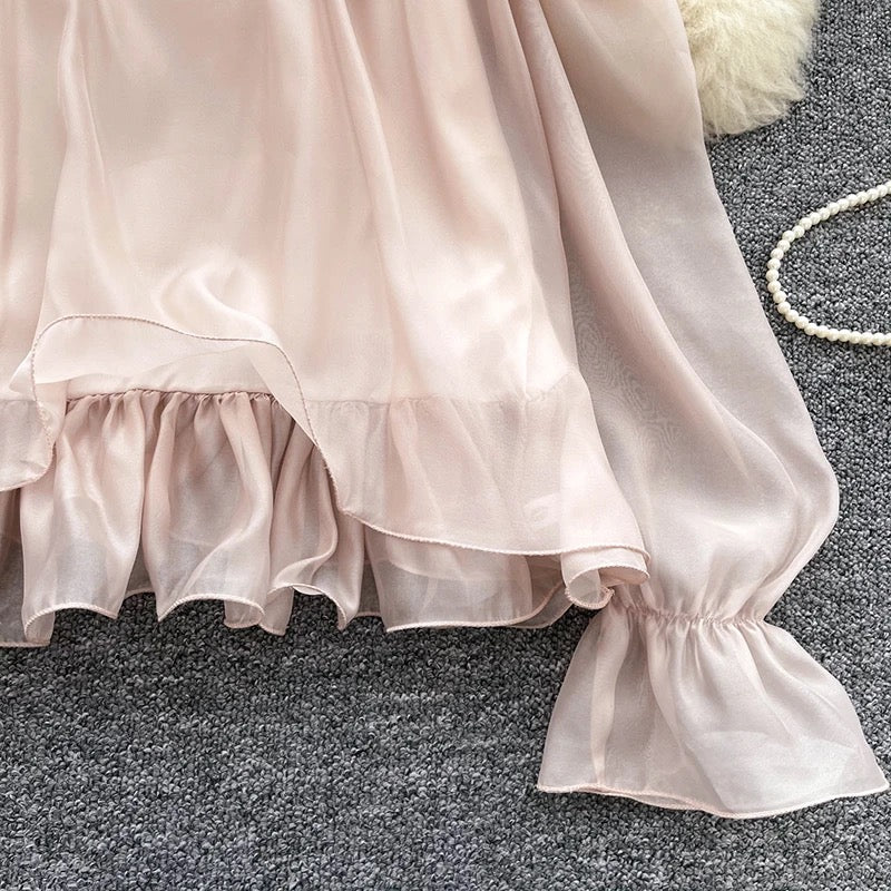 Pearl Organza Ruffle Top