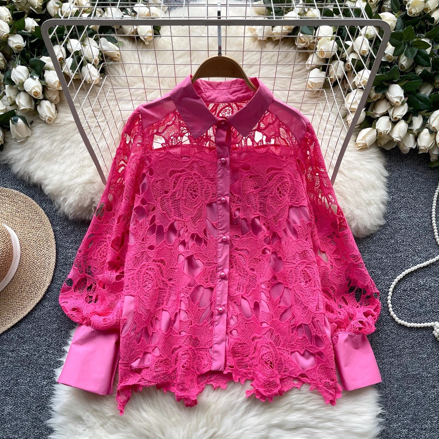 Rose Lattice Lace Top