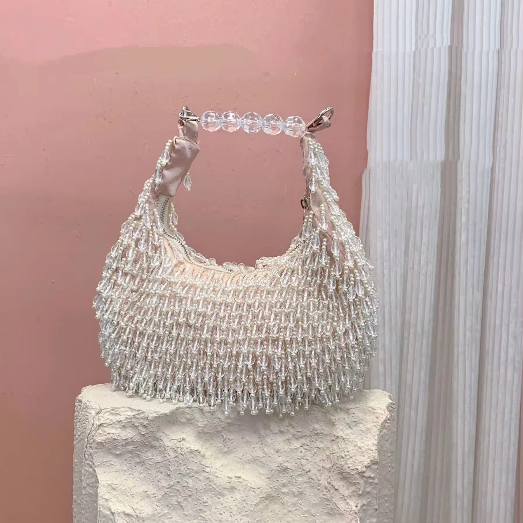 Crystal Luxe Beaded Shoulder Bag