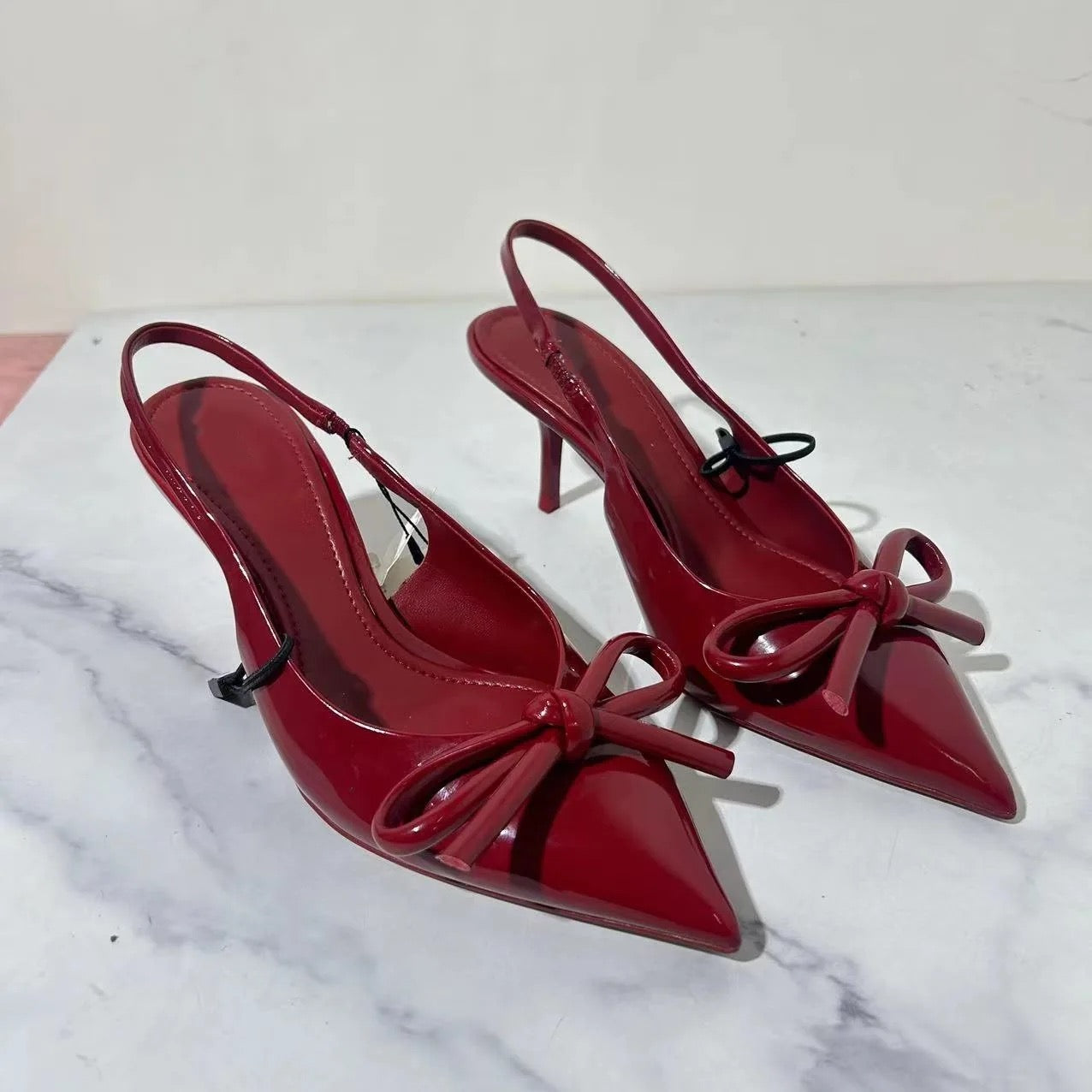 Cherry Red Bow Heels