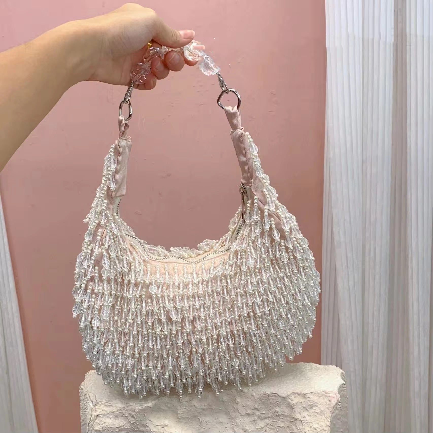 Crystal Luxe Beaded Shoulder Bag