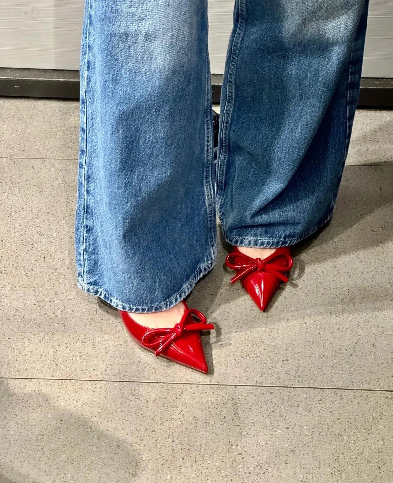 Cherry Red Bow Heels