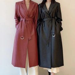 Alexa Leather Trench Coats - Label Frenesi Fashion