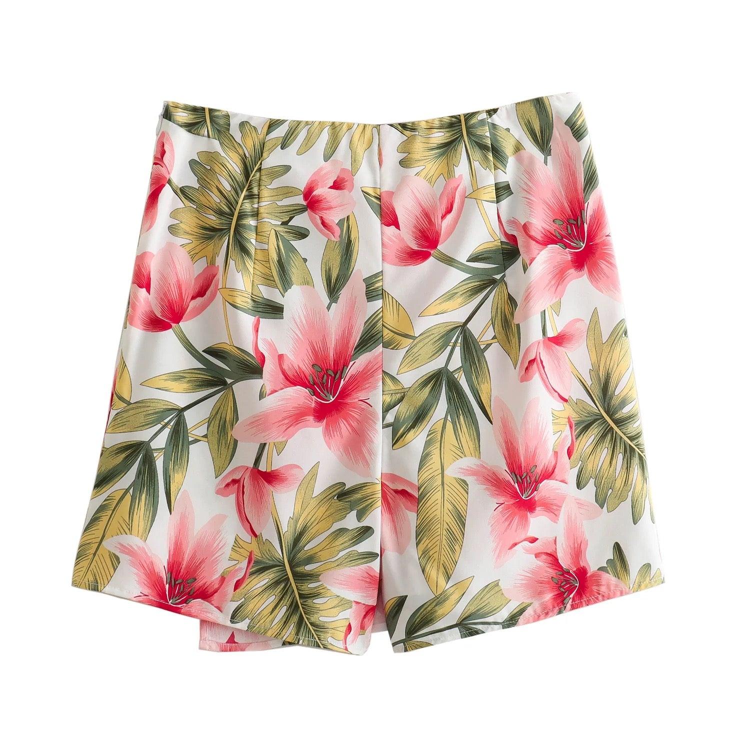 Floral Tropical Skorts - Label Frenesi Fashion