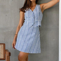 Jane Striped Linen Co-ord Sets - Label Frenesi Fashion