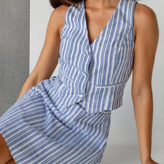 Jane Striped Linen Co-ord Sets - Label Frenesi Fashion