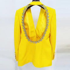 Kesha Rhinestone Backless Blazer - Label Frenesi Fashion