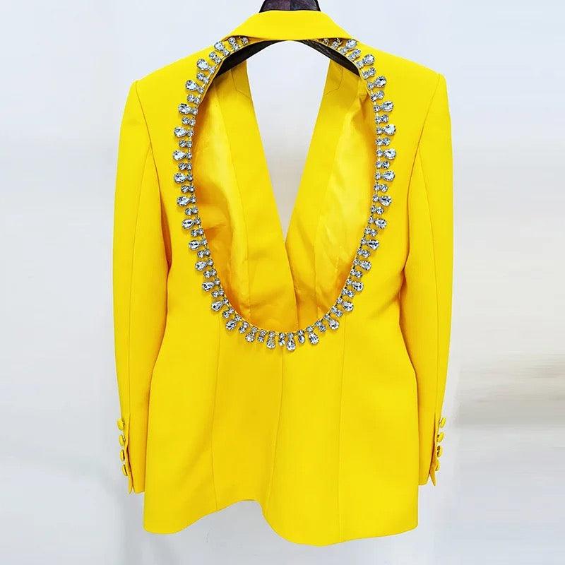 Kesha Rhinestone Backless Blazer - Label Frenesi Fashion