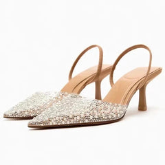 Pearl Slingback Heels - Label Frenesi Fashion