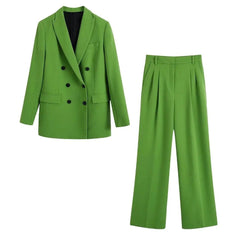 Polly Green Blazer & Pants Set - Label Frenesi Fashion