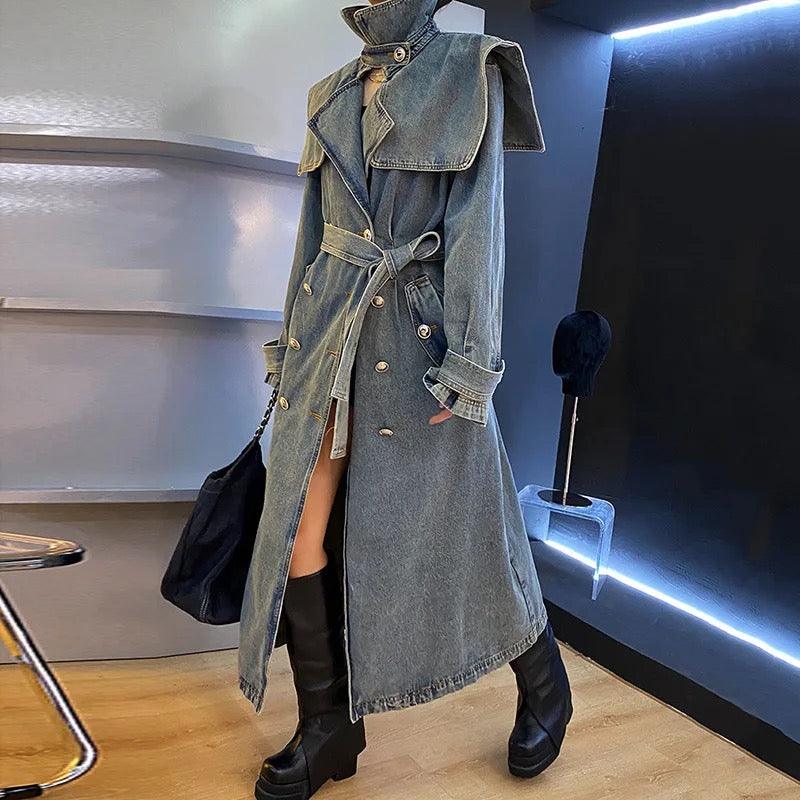 Ursula Denim Trench Coat - Label Frenesi Fashion