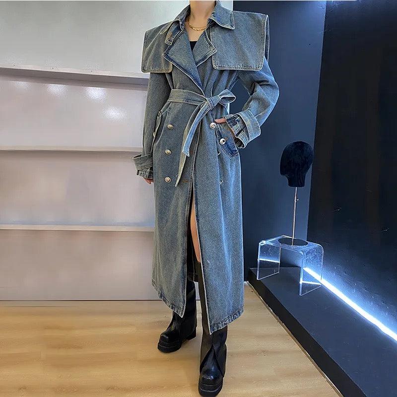 Ursula Denim Trench Coat - Label Frenesi Fashion