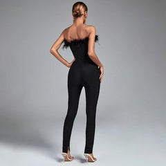 Angie Feather Jumpsuit - Label Frenesi Fashion