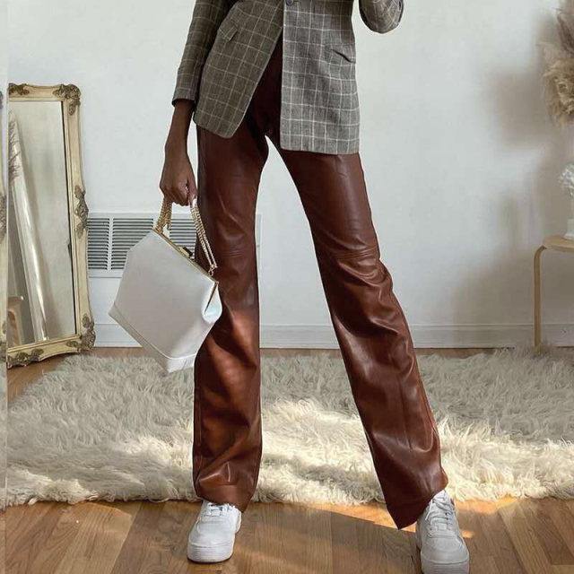 Brown Leather Pants - Label Frenesi Fashion