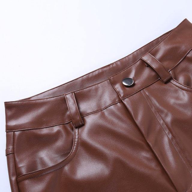 Brown Leather Pants - Label Frenesi Fashion