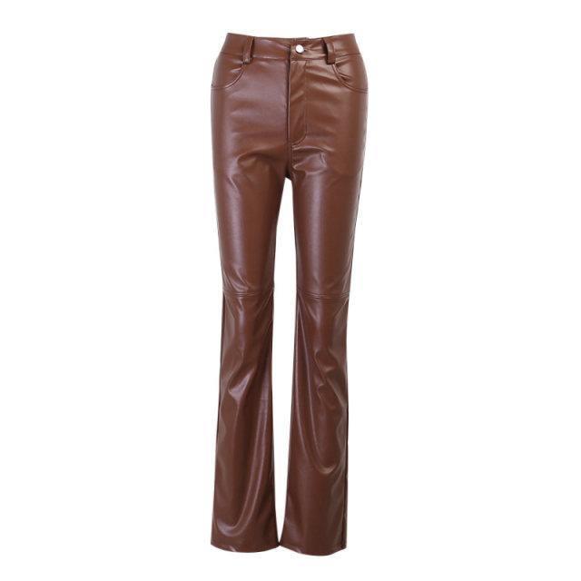 Brown Leather Pants - Label Frenesi Fashion