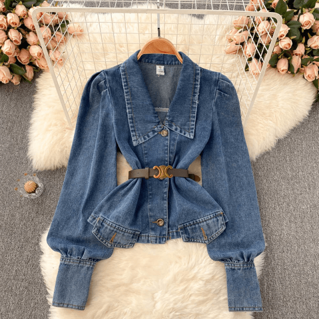 Dante Denim Coat with Belt - Label Frenesi Fashion