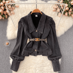 Dante Denim Coat with Belt - Label Frenesi Fashion