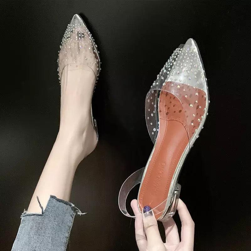 Embellish Transparent Flats - Label Frenesi Fashion