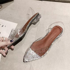 Embellish Transparent Flats - Label Frenesi Fashion