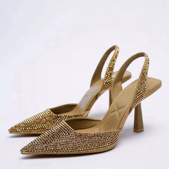 Embellished Slingback Glam Heels - Label Frenesi Fashion