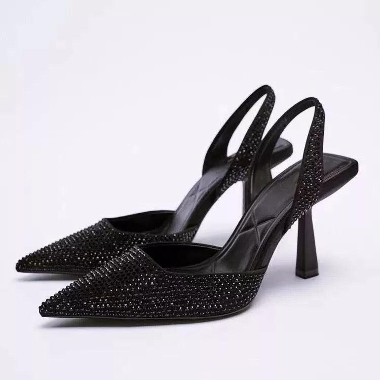 Embellished Slingback Glam Heels - Label Frenesi Fashion