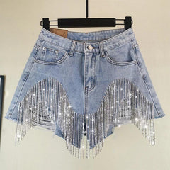 Fringe Denim Shorts - Label Frenesi Fashion