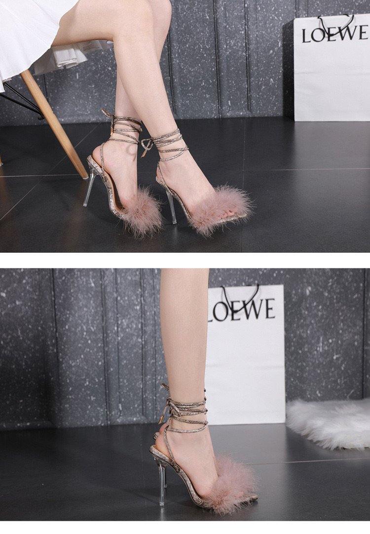 Fur Tie Up Heels - Label Frenesi Fashion