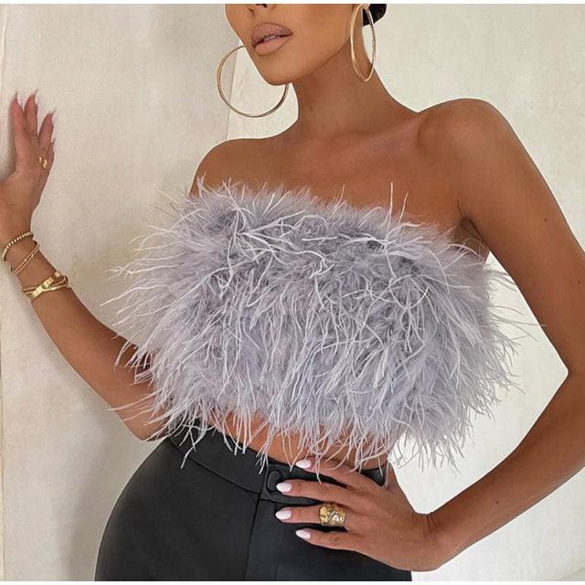 Fur Tube Top - Label Frenesi Fashion