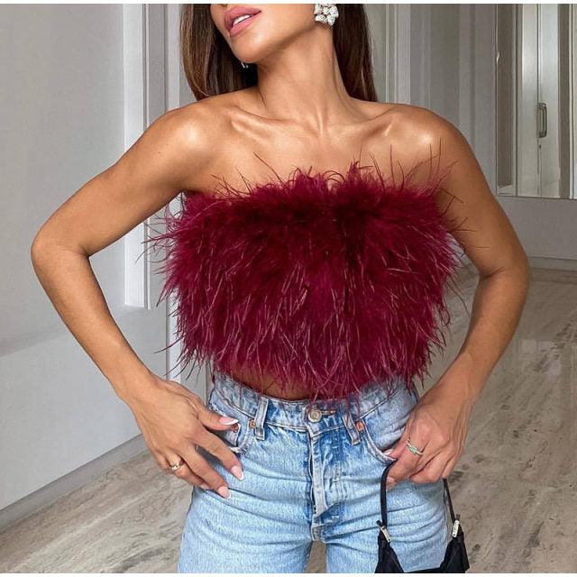 Fur Tube Top - Label Frenesi Fashion