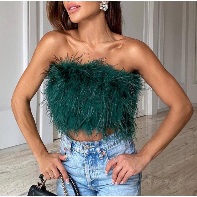 Fur Tube Top - Label Frenesi Fashion