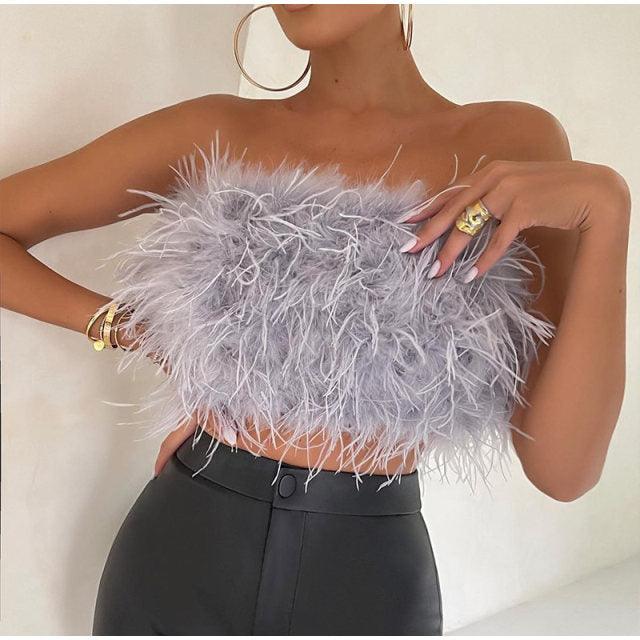 Fur Tube Top - Label Frenesi Fashion