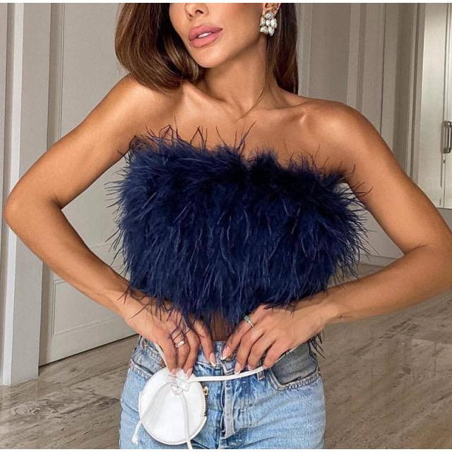 Fur Tube Top - Label Frenesi Fashion