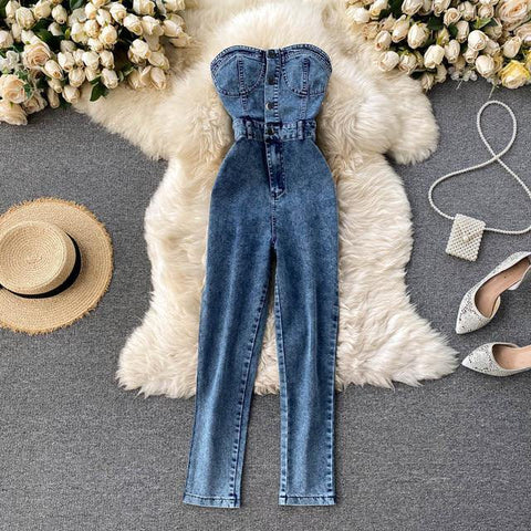 White tube hot sale jumpsuit