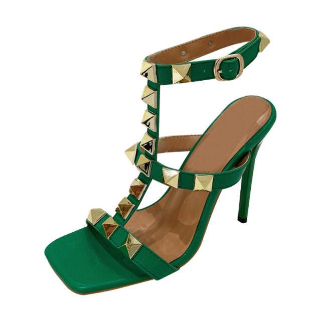 Gloria Rivet Heel Sandals - Label Frenesi Fashion