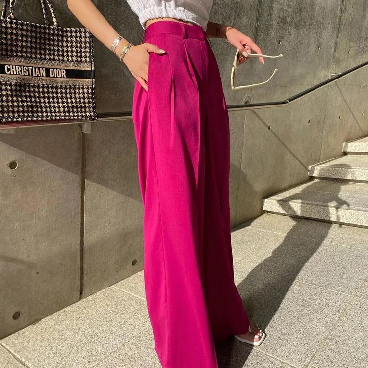 Hailey Pink Wide Pants - Label Frenesi Fashion