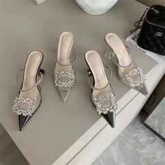 Hannah Brooch Transparent Heels - Label Frenesi Fashion