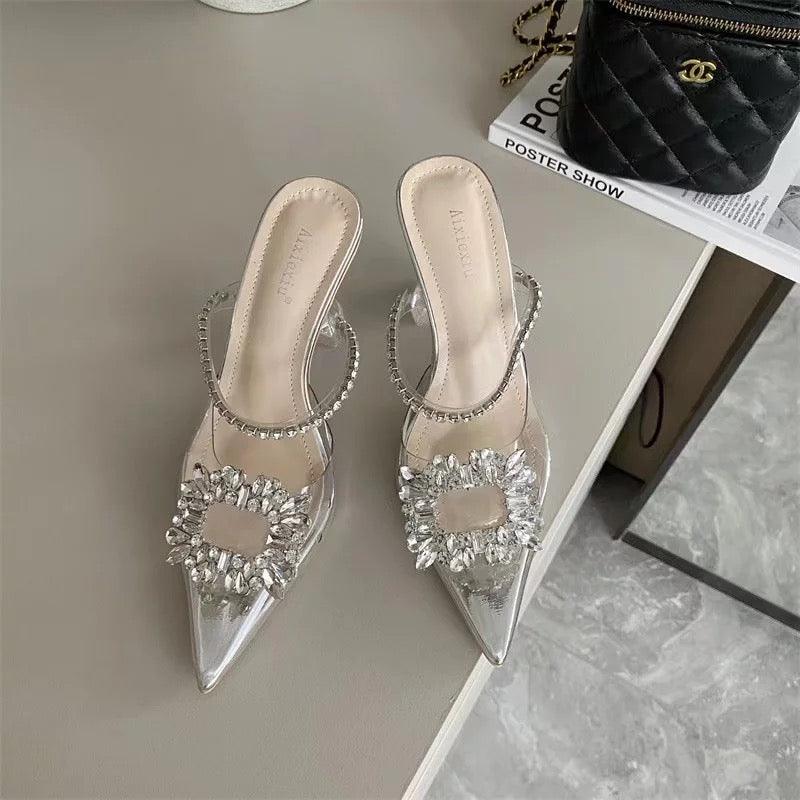 Hannah Brooch Transparent Heels - Label Frenesi Fashion