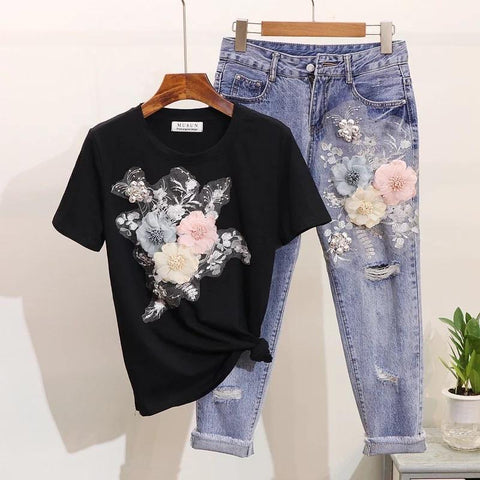 Jenny Floral Top & Jeans Set – Label Frenesi Fashion