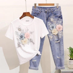 Jenny Floral Top & Jeans Set - Label Frenesi Fashion