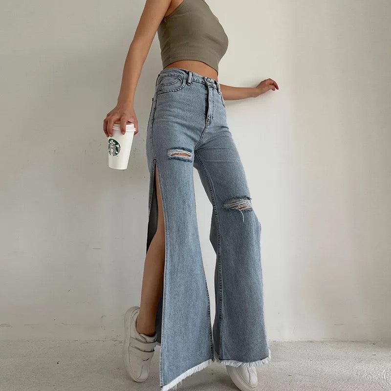 Jony Slit Denim Pants - Label Frenesi Fashion