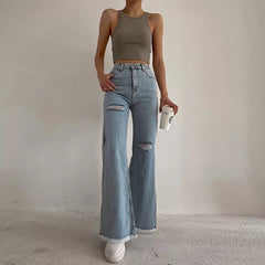 Jony Slit Denim Pants - Label Frenesi Fashion