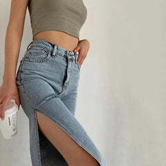 Jony Slit Denim Pants - Label Frenesi Fashion