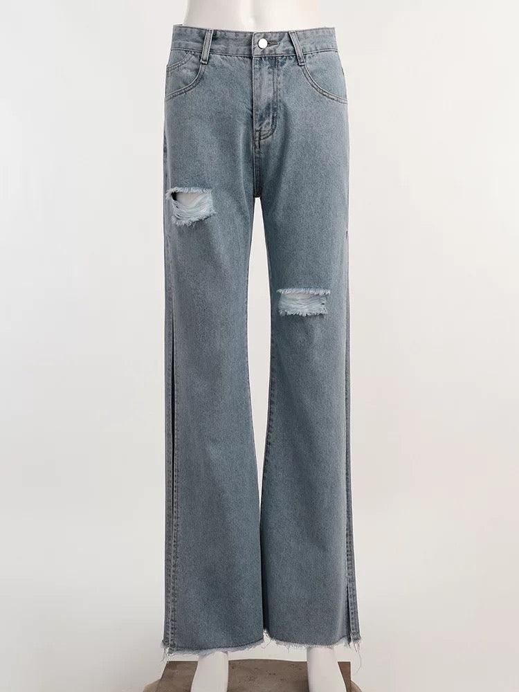 Jony Slit Denim Pants - Label Frenesi Fashion