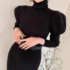 Kennedy Puffed Sweater Dress - Label Frenesi Fashion