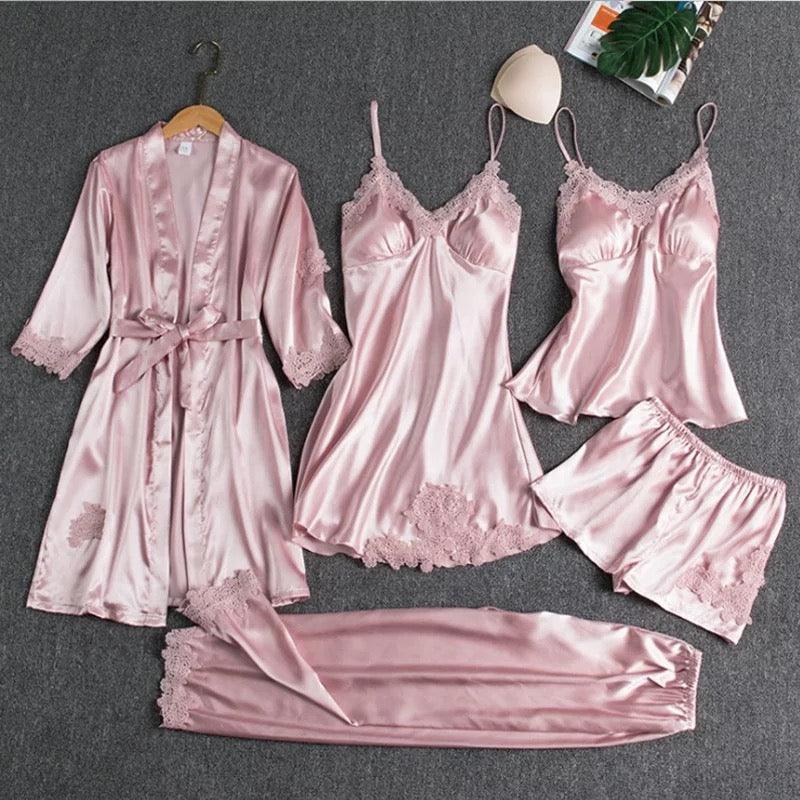 Lace Satin Nightsuit Set Label Frenesi Fashion