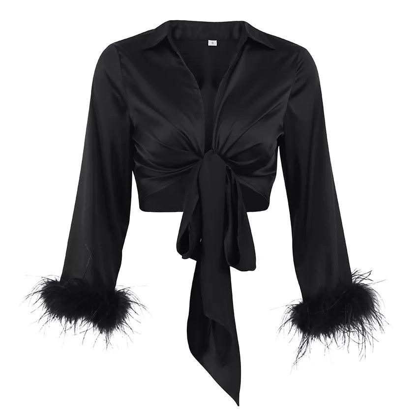 Lola Fur Satin Shirt - Label Frenesi Fashion