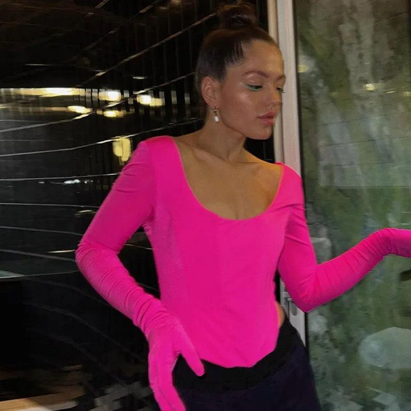 Lola Hot Pink Glove Top - Label Frenesi Fashion