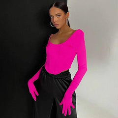 Lola Hot Pink Glove Top - Label Frenesi Fashion